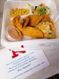 March 15, 2019: fish plate from Archbishop Rummel High School's fishing club. Have been picking up this one for several years now & it's always magnificent. They were one of the first drive thru versions I had ever been to.