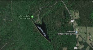 Google maps view of Fullerton Lake site in Kisatchie National Forest